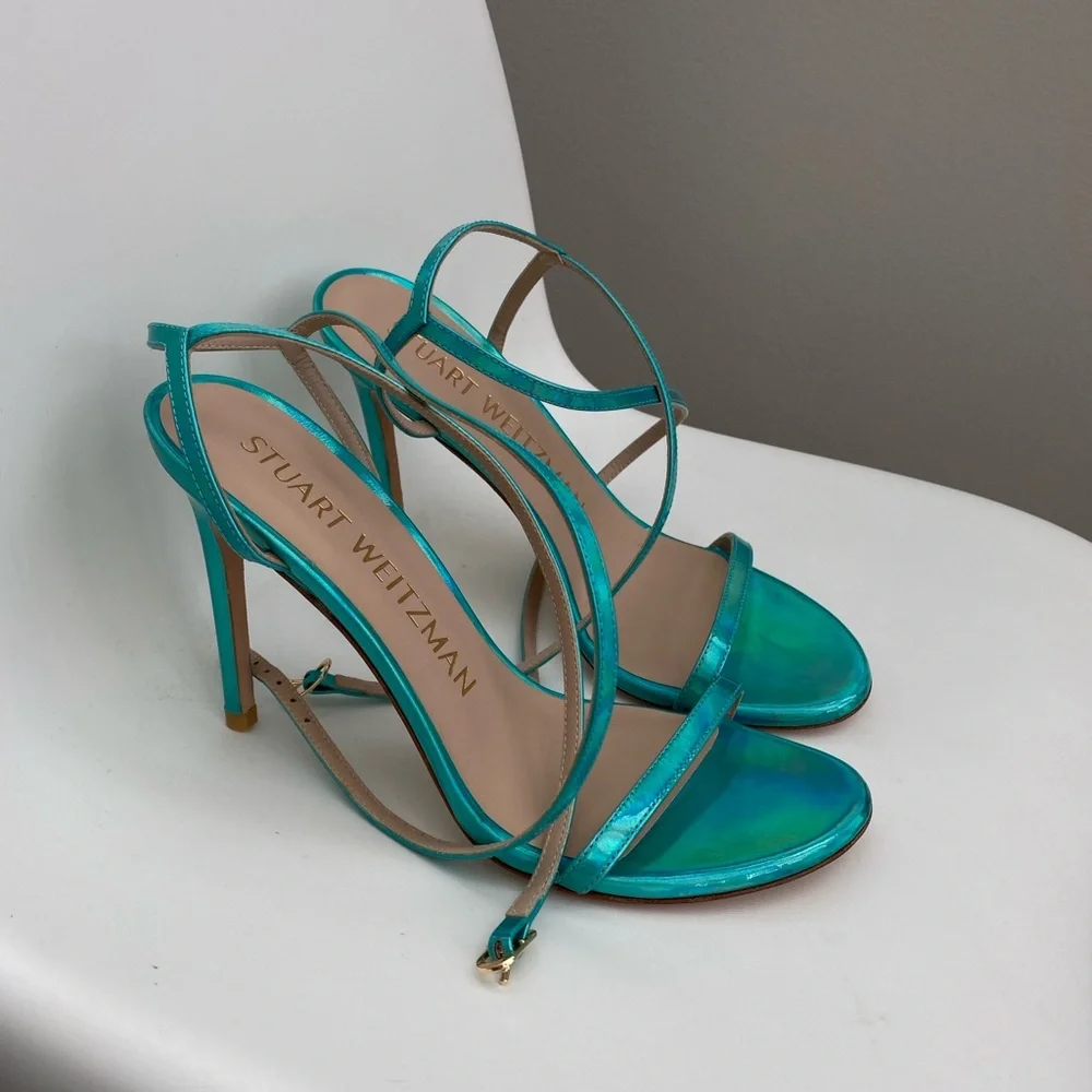 stuart weitzman women’s barelynude 100 heels green size 7 party special event